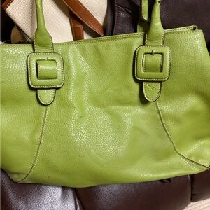 Green Leather Tote Bag